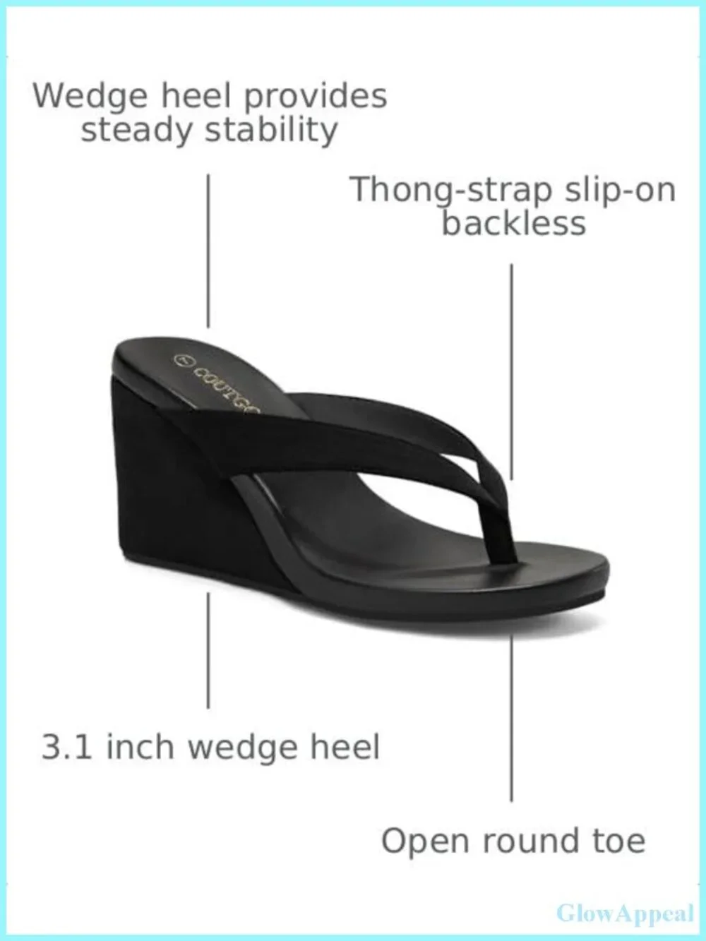 Coutgo Womens Platform Wedge Sandals Slip On Thong Flip Flops Summer Beach Shoes